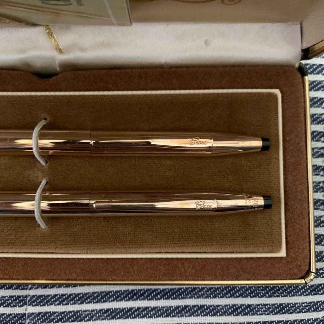 CROSS 14kt classic ballpoint pen and mechanical pencil set with metal body and oil-based ink