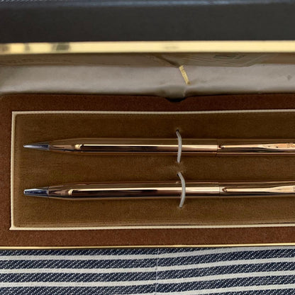 CROSS 14kt classic ballpoint pen and mechanical pencil set with metal body and oil-based ink
