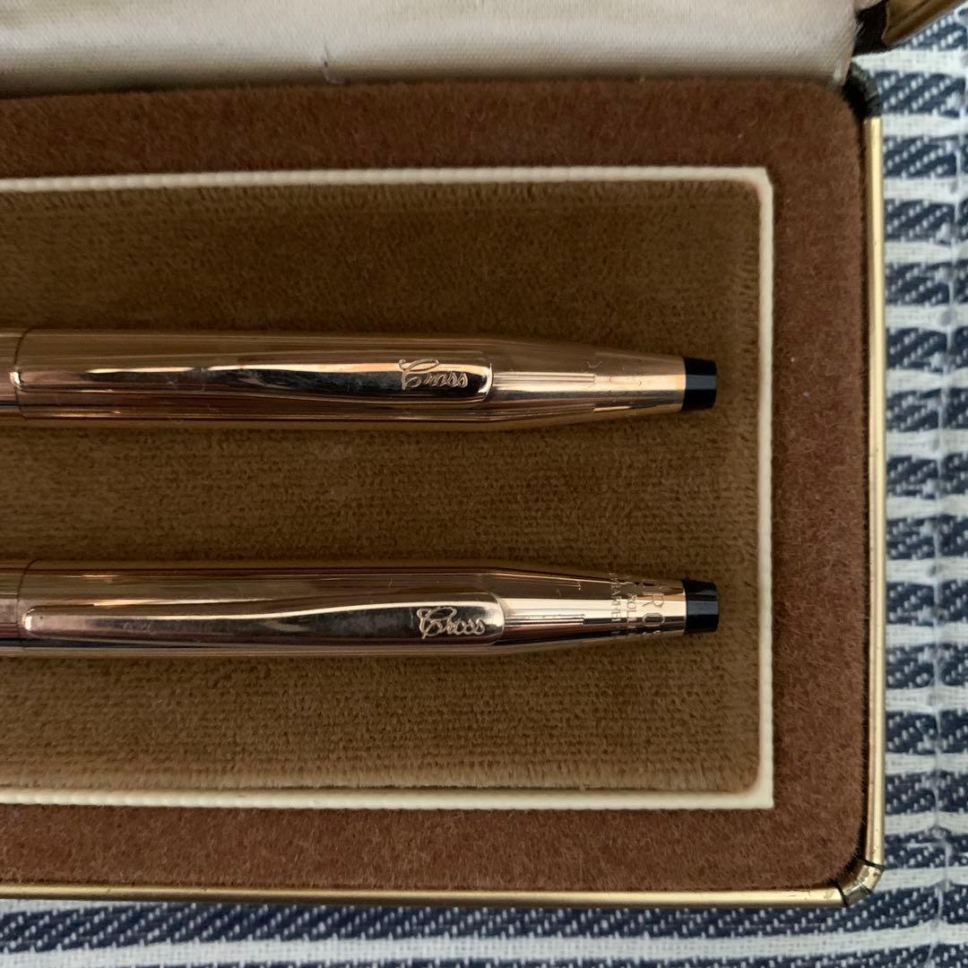 CROSS 14kt classic ballpoint pen and mechanical pencil set with metal body and oil-based ink