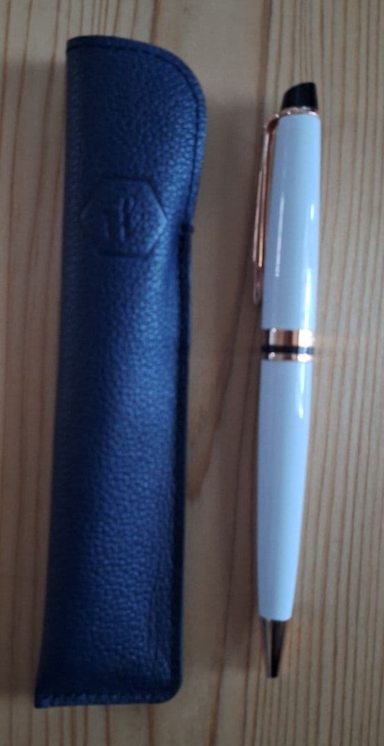 Waterman PARIS white metal ballpoint pen with engraving and included protective case