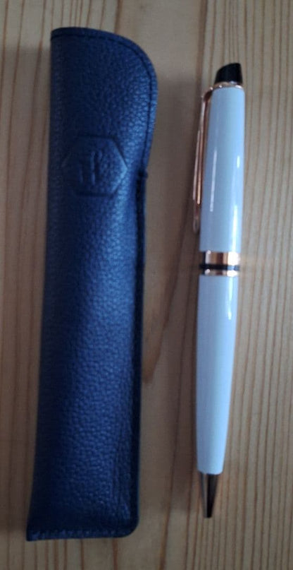Waterman PARIS white metal ballpoint pen with engraving and included protective case