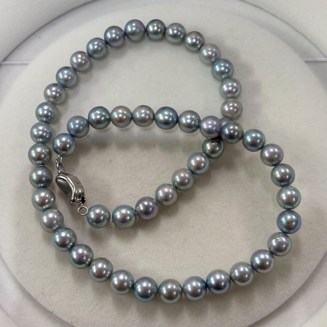 Elegant Akoya pearl necklace featuring 7.5-8mm pearls and 42cm length with a 925 stamped clasp