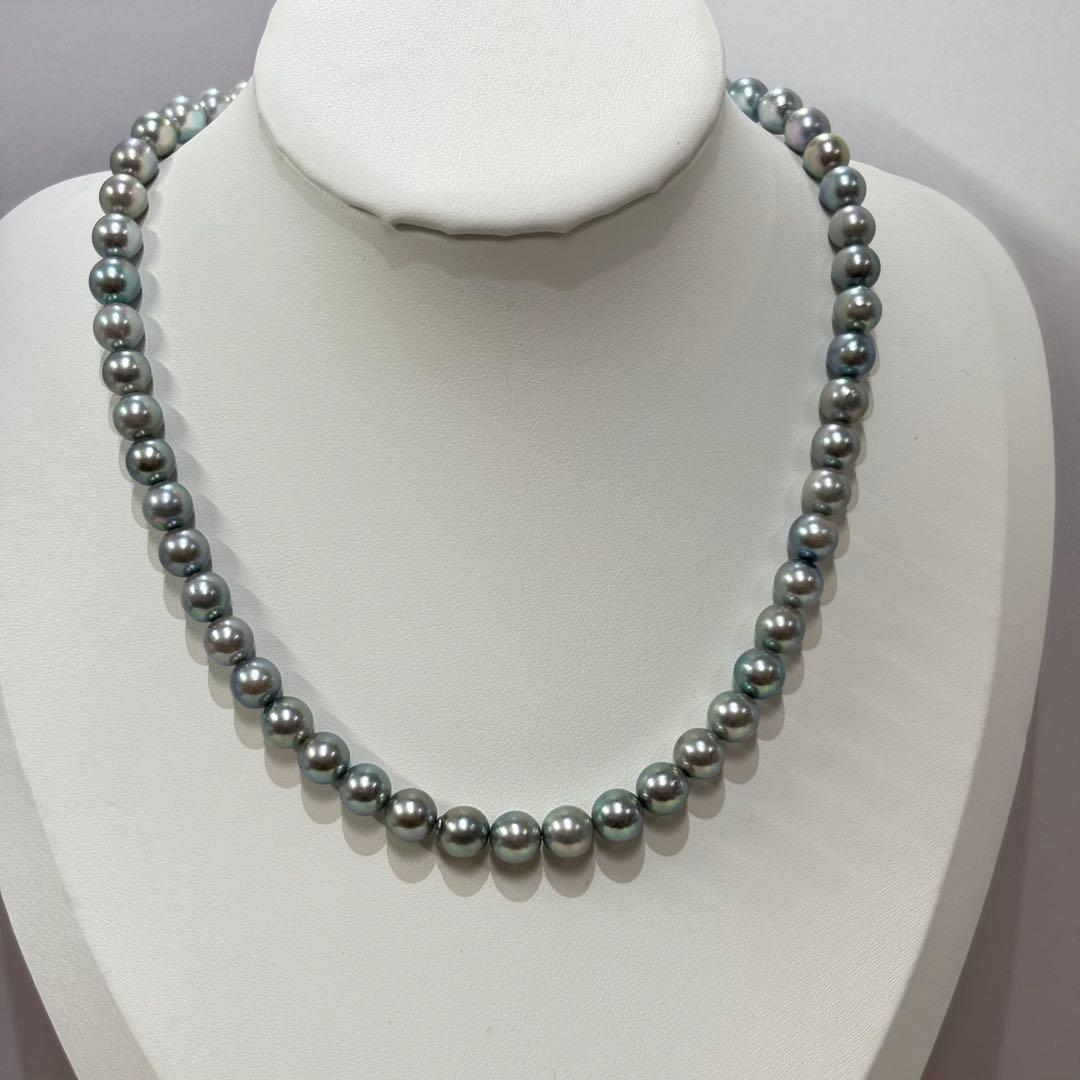 Elegant Akoya pearl necklace featuring 7.5-8mm pearls and 42cm length with a 925 stamped clasp