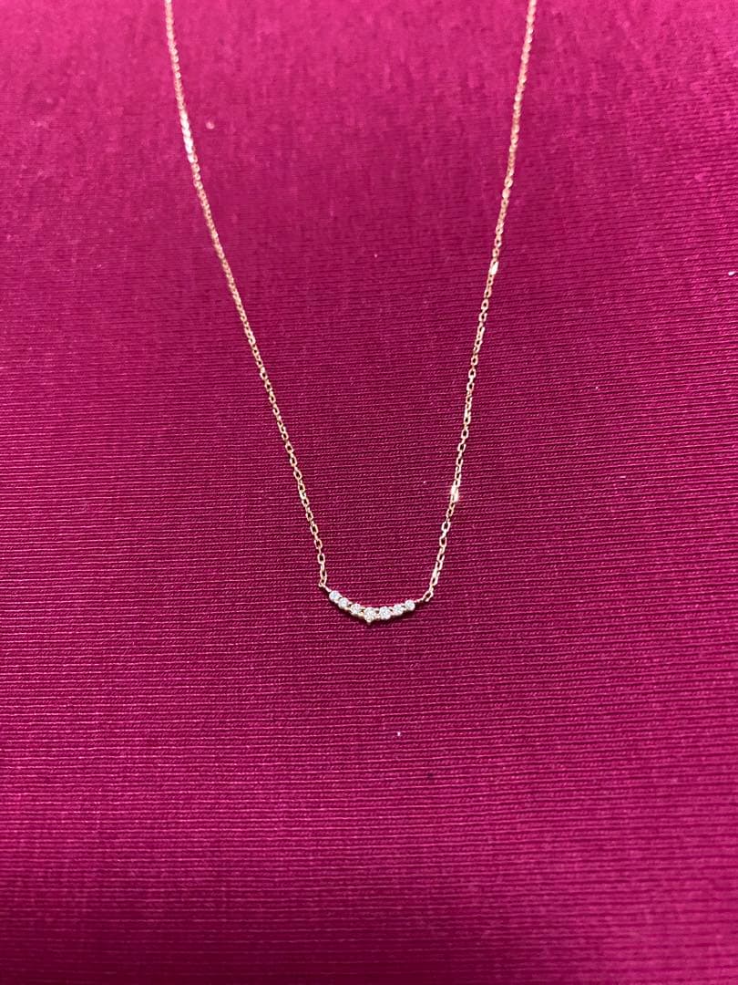 Agete K10 gold necklace 45 cm with 0.05 ct diamond pendant elegant design