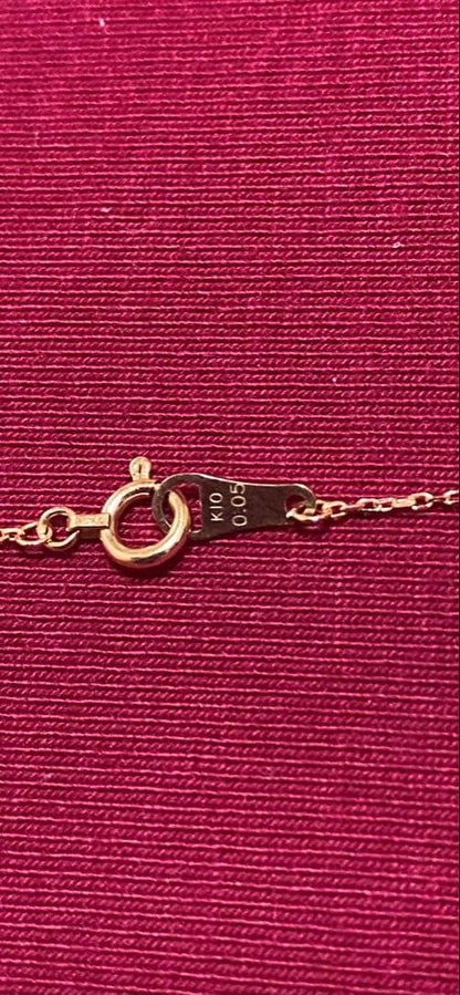 Agete K10 gold necklace 45 cm with 0.05 ct diamond pendant elegant design