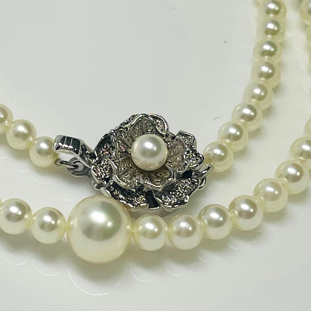 Akoya genuine pearl necklace 39cm with 8mm round blue-green pearls and silver fittings