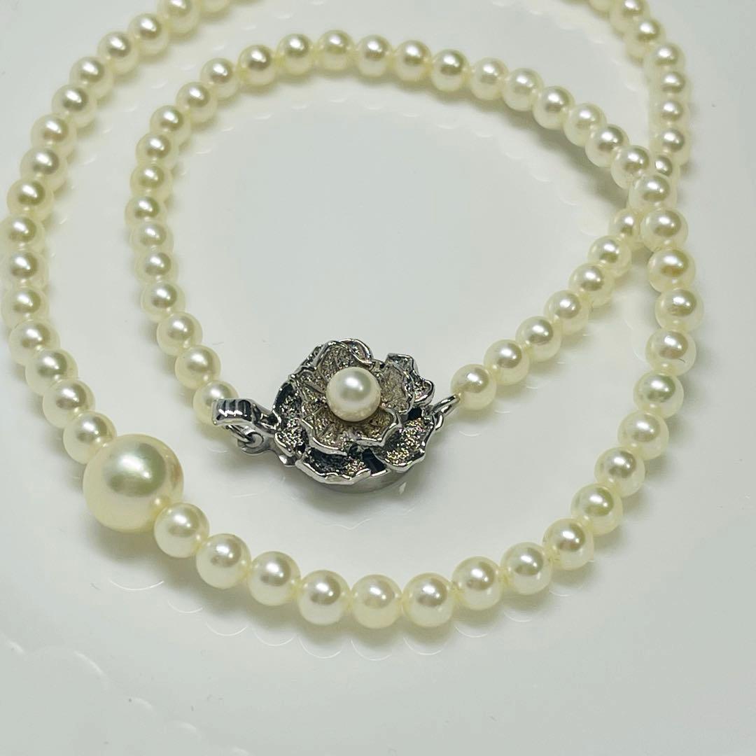 Akoya genuine pearl necklace 39cm with 8mm round blue-green pearls and silver fittings