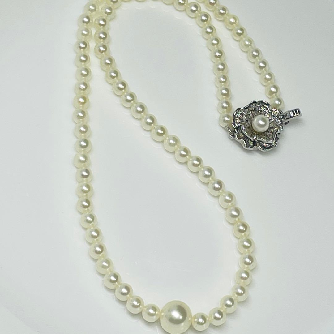 Akoya genuine pearl necklace 39cm with 8mm round blue-green pearls and silver fittings