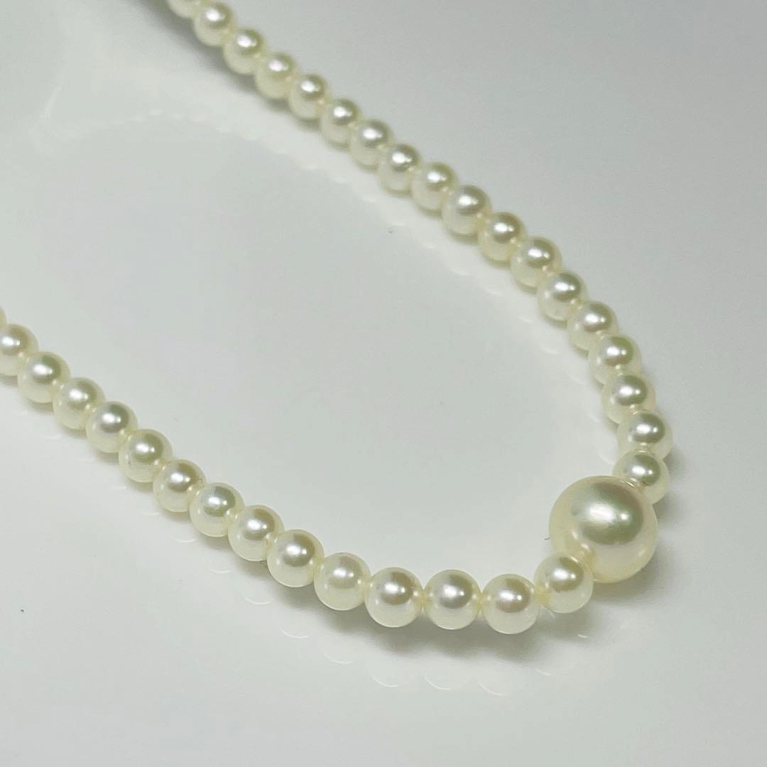 Akoya genuine pearl necklace 39cm with 8mm round blue-green pearls and silver fittings