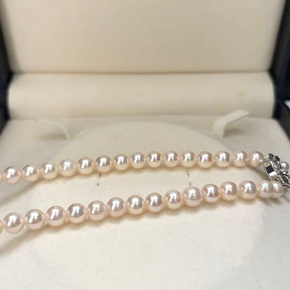 Akins pink white Akoya pearl necklace with 7.0mm pearls, 43cm length