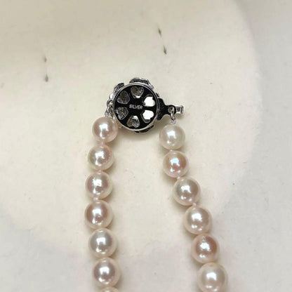 Akins pink white Akoya pearl necklace with 7.0mm pearls, 43cm length