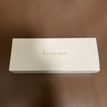 Waterman Fountain Pen Body in stainless steel with medium tip and dedicated case, showing engraving on grip part