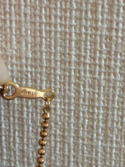 Mikimoto single pearl necklace featuring a 7.5mm cream tone pearl on a 38cm K18 yellow gold ball chain