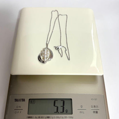 Mikimoto pearl necklace featuring grape motif with 8 pearls on 46cm sterling silver chain