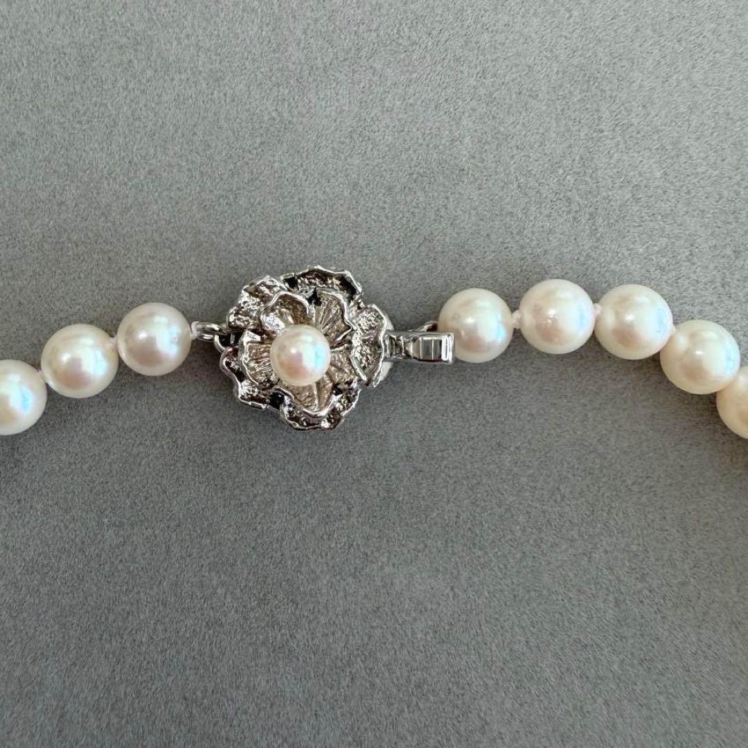 Akoya pearl necklace 42 cm length in pink white pearls set on SV925 silver chain