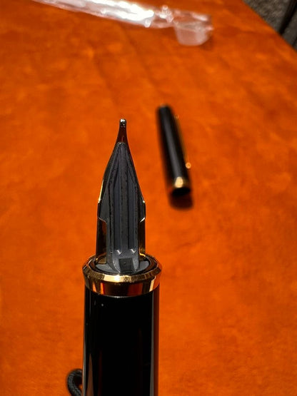 Pilot fountain pen with black body and gold accents featuring an elegant design