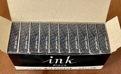 Box of Pilot IRF12S black ink cartridges with 12 pieces per box and fountain pen included