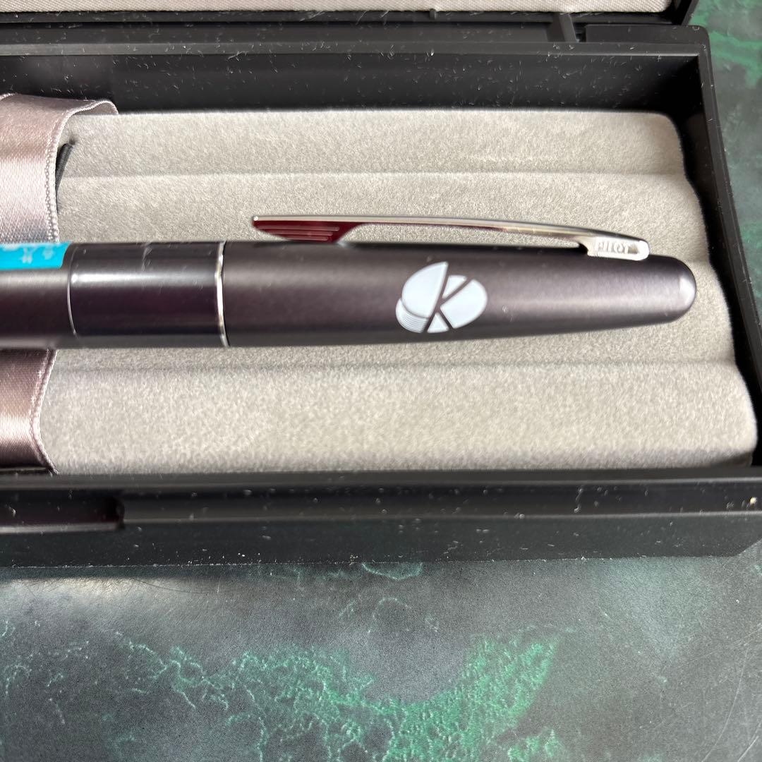 PILOT Cocoon oil-based ballpoint pen in gray with logo displayed with case