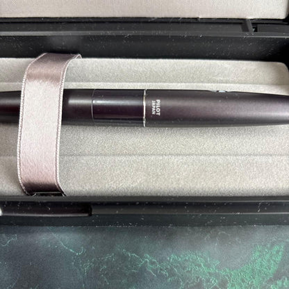 PILOT Cocoon oil-based ballpoint pen in gray with logo displayed with case
