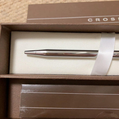 Silver CROSS ballpoint pen with a dedicated protective case on a white background