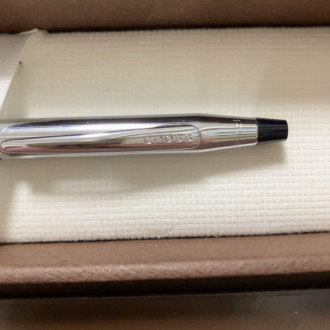 Silver CROSS ballpoint pen with a dedicated protective case on a white background