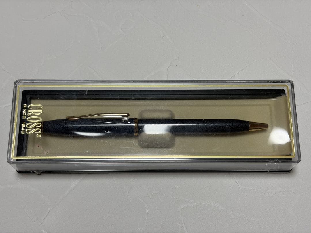 CROSS Century II ballpoint pen in mica gray with 23K gold trim and engraved geometric pattern, new in plastic wrapping
