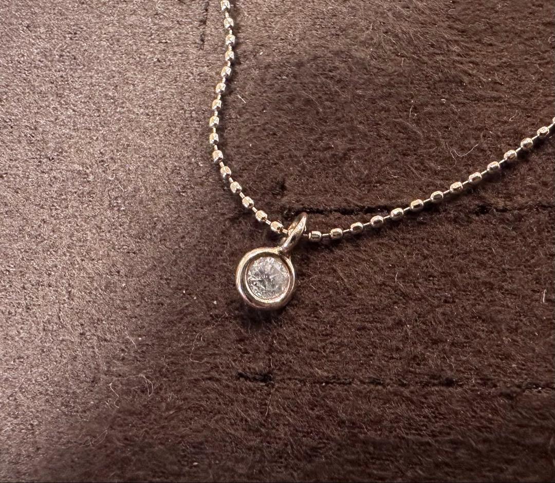 Agete K10 gold necklace with 0.1ct diamond pendant measuring 41 cm length