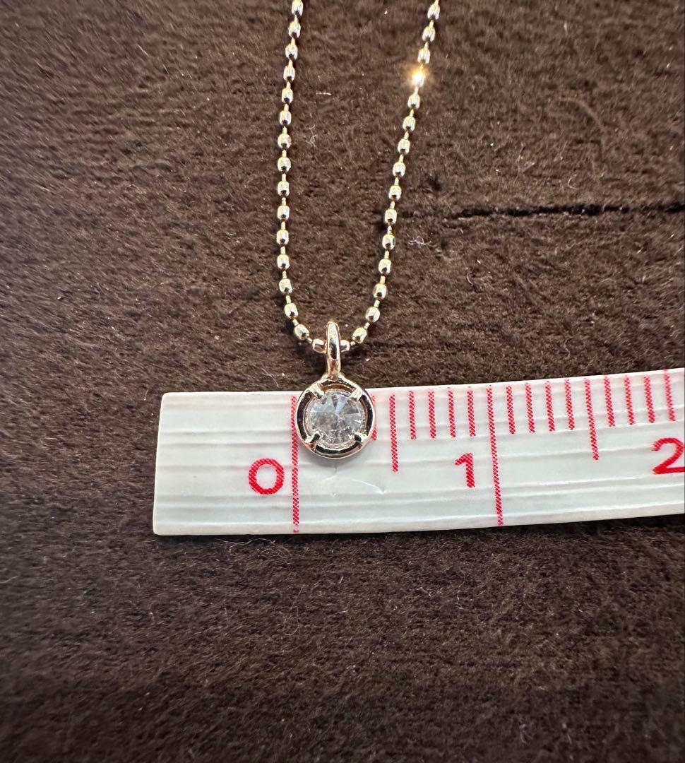 Agete K10 gold necklace with 0.1ct diamond pendant measuring 41 cm length
