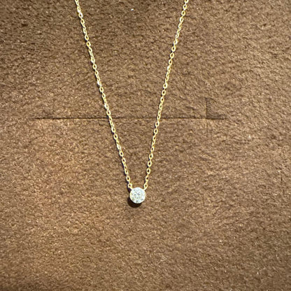 Agete Secret Setting Diamond Necklace 0.1 Carat with 42 cm K18 gold chain, new and unused