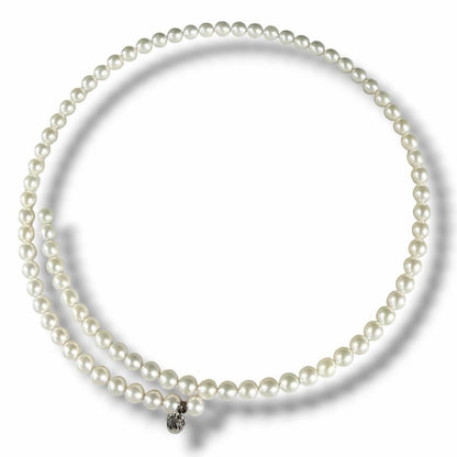 Highest grade TASAKI Akoya pearl choker necklace with 51.5 cm length shown on white background