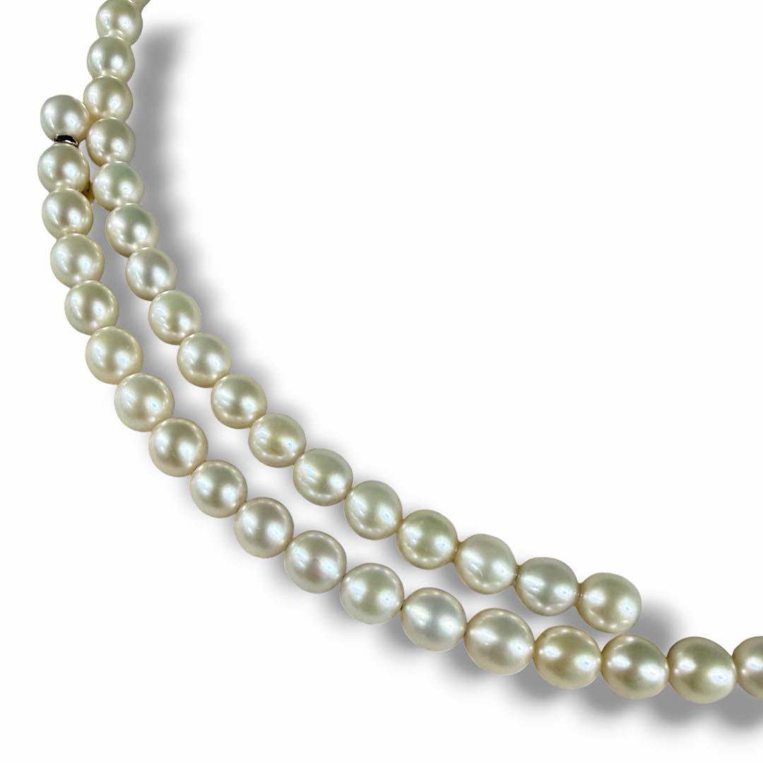 Highest grade TASAKI Akoya pearl choker necklace with 51.5 cm length shown on white background