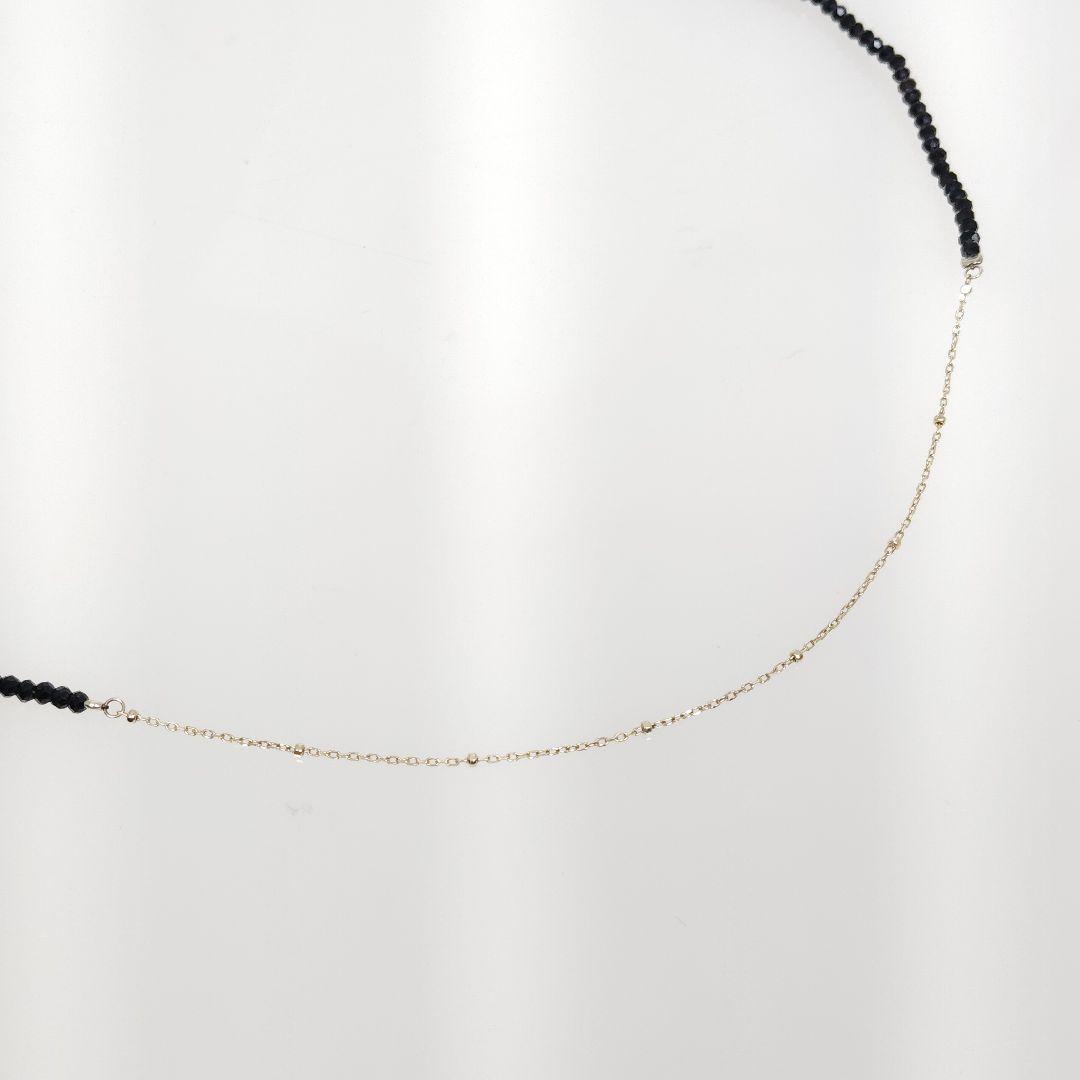 Agate K10 Onyx black stone long gold necklace measuring 70 cm with 4.2 g weight