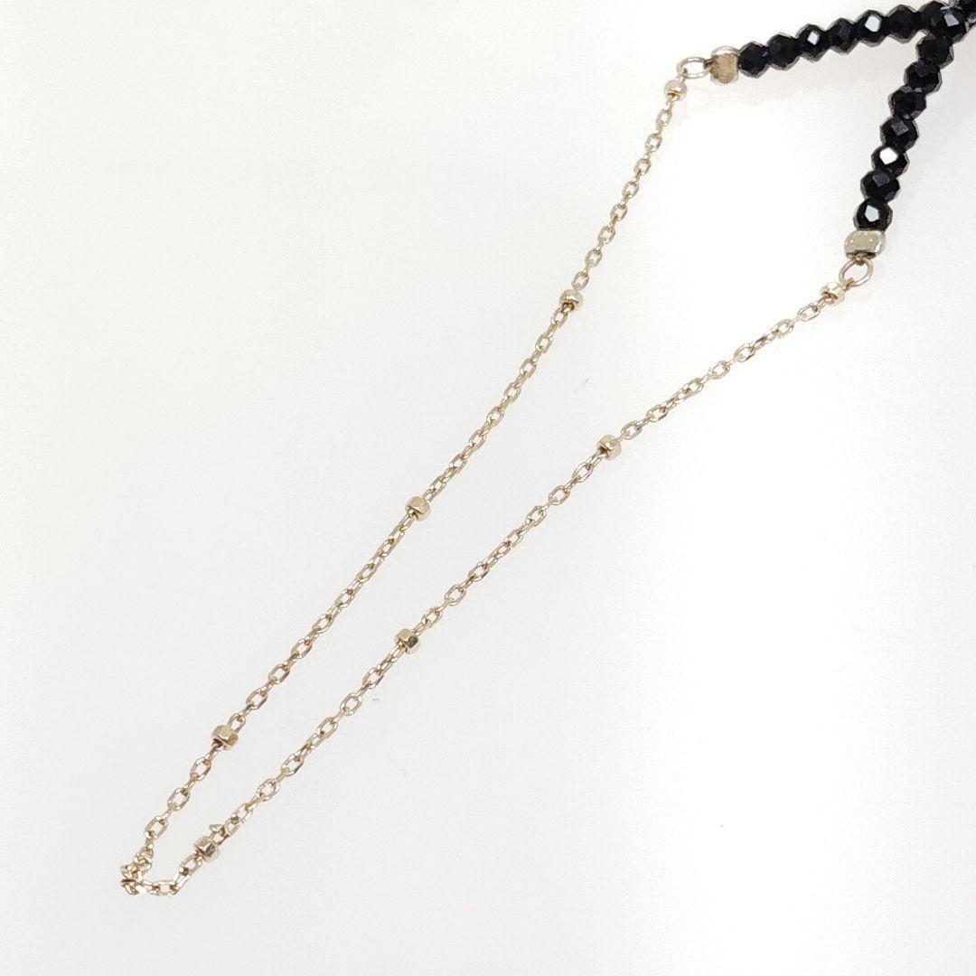 Agate K10 Onyx black stone long gold necklace measuring 70 cm with 4.2 g weight