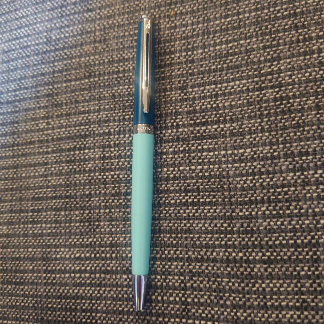 Waterman ballpoint pen in mint green with metal body and included mint green leather case