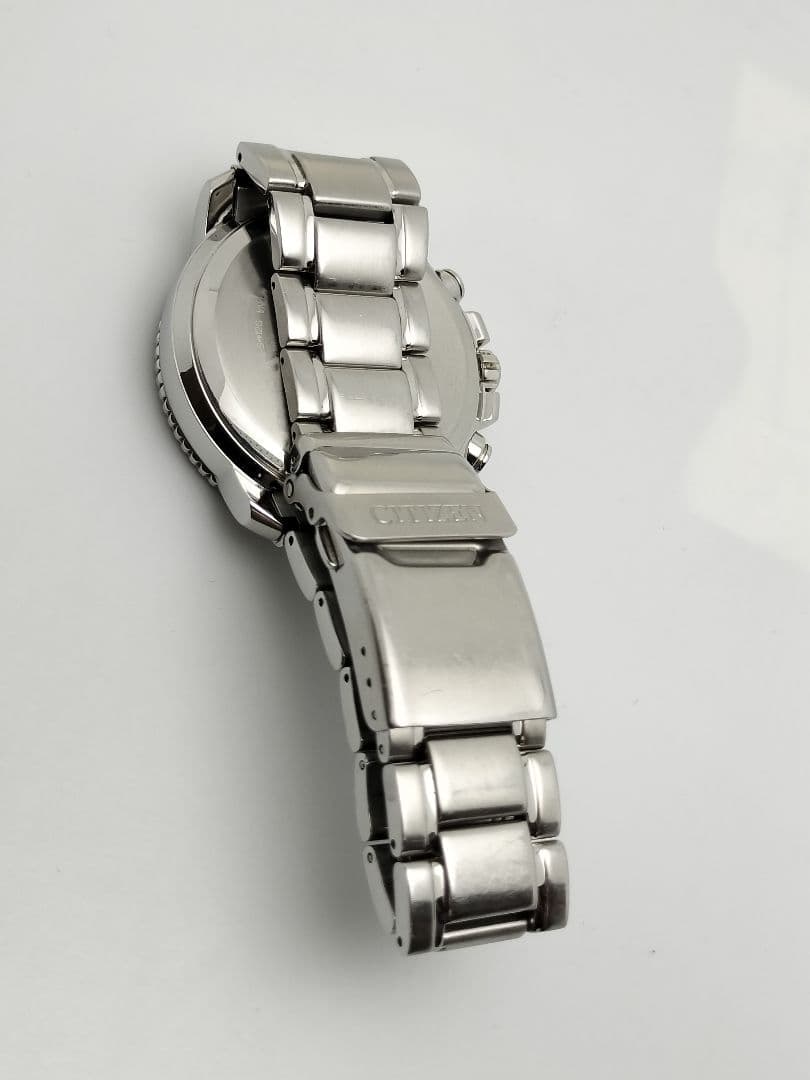 Citizen Eco-Drive Chronograph Alarm Panda Dial Solar Men's Watch — Japanese