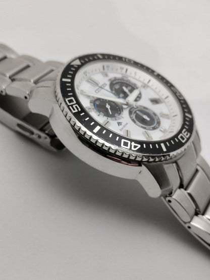 Citizen Eco-Drive Chronograph Alarm Panda Dial Solar Men's Watch — Japanese