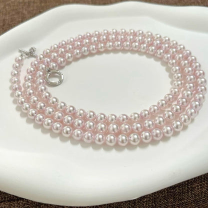 Akoya genuine pearl long necklace with 6-6.5mm pearls and included presentation case