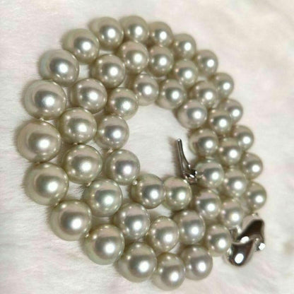 Yamato Gray Pearl Necklace featuring 8mm light gray Akoya pearls with silver marking on a 43cm chain