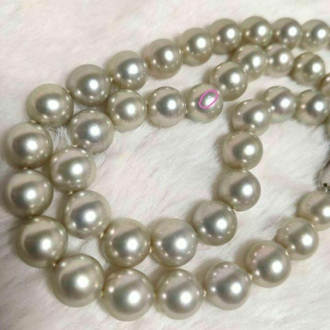 Yamato Gray Pearl Necklace featuring 8mm light gray Akoya pearls with silver marking on a 43cm chain