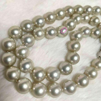 Yamato Gray Pearl Necklace featuring 8mm light gray Akoya pearls with silver marking on a 43cm chain