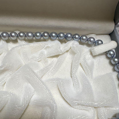 TASAKI Agoya Blue Pearl Necklace with gray pearls measuring 6.5-7.5 mm on a 40 cm strand