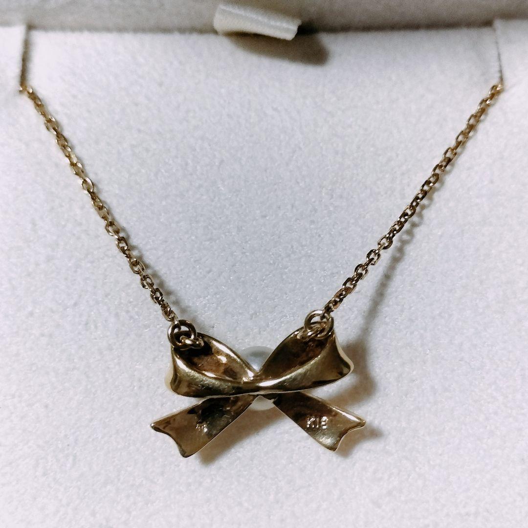 Mikimoto Pearl Ribbon Necklace with 5.0mm Akoya pearls on 18K yellow gold chain, 40cm length