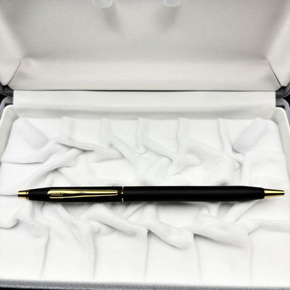 Two vintage CROSS Classic Century ballpoint pens in gold and black, made in Ireland, used condition
