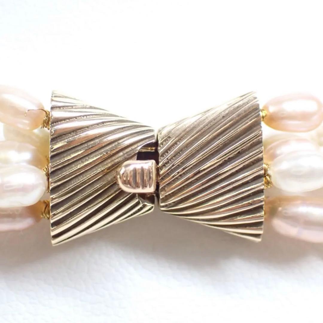 Mikimoto 5-strand freshwater pearl necklace in white and pink with K14 clasp and 42 cm length
