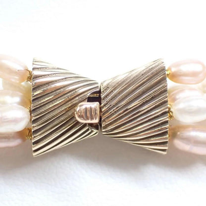 Mikimoto 5-strand freshwater pearl necklace in white and pink with K14 clasp and 42 cm length
