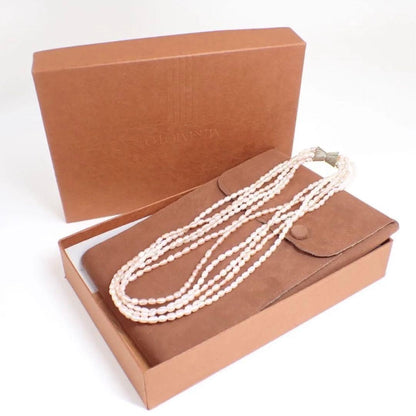 Mikimoto 5-strand freshwater pearl necklace in white and pink with K14 clasp and 42 cm length