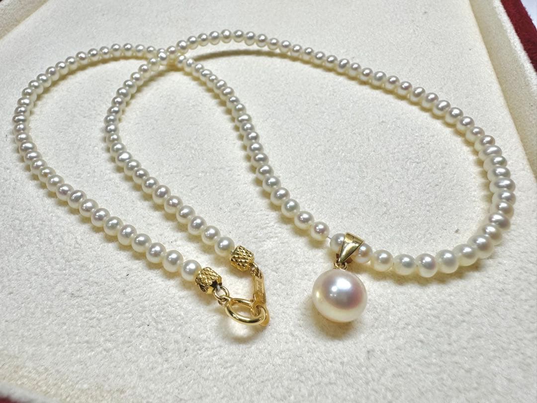 K18 Akoya Pearl Baby Pearl Necklace featuring a single 7.5mm genuine pearl pendant on a delicate chain