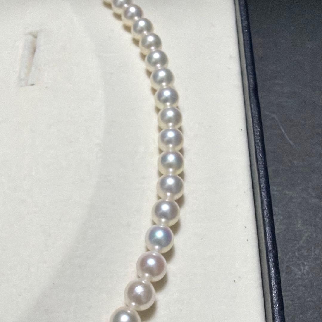 K14WGMIKIMOTO Akoya pearl necklace 41cm with 6.2-6.7mm pearls and strong gloss charm