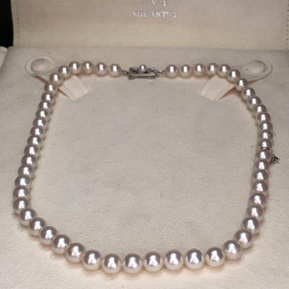 K14WG M Charm Mikimoto Akoya Pearl Necklace with 7.0-7.5 mm pearls on a 42 cm white gold chain