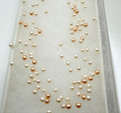 Tasaki People 8-Row Wire Necklace with 3.4-3.6 mm baby pearls in yellow gold and box